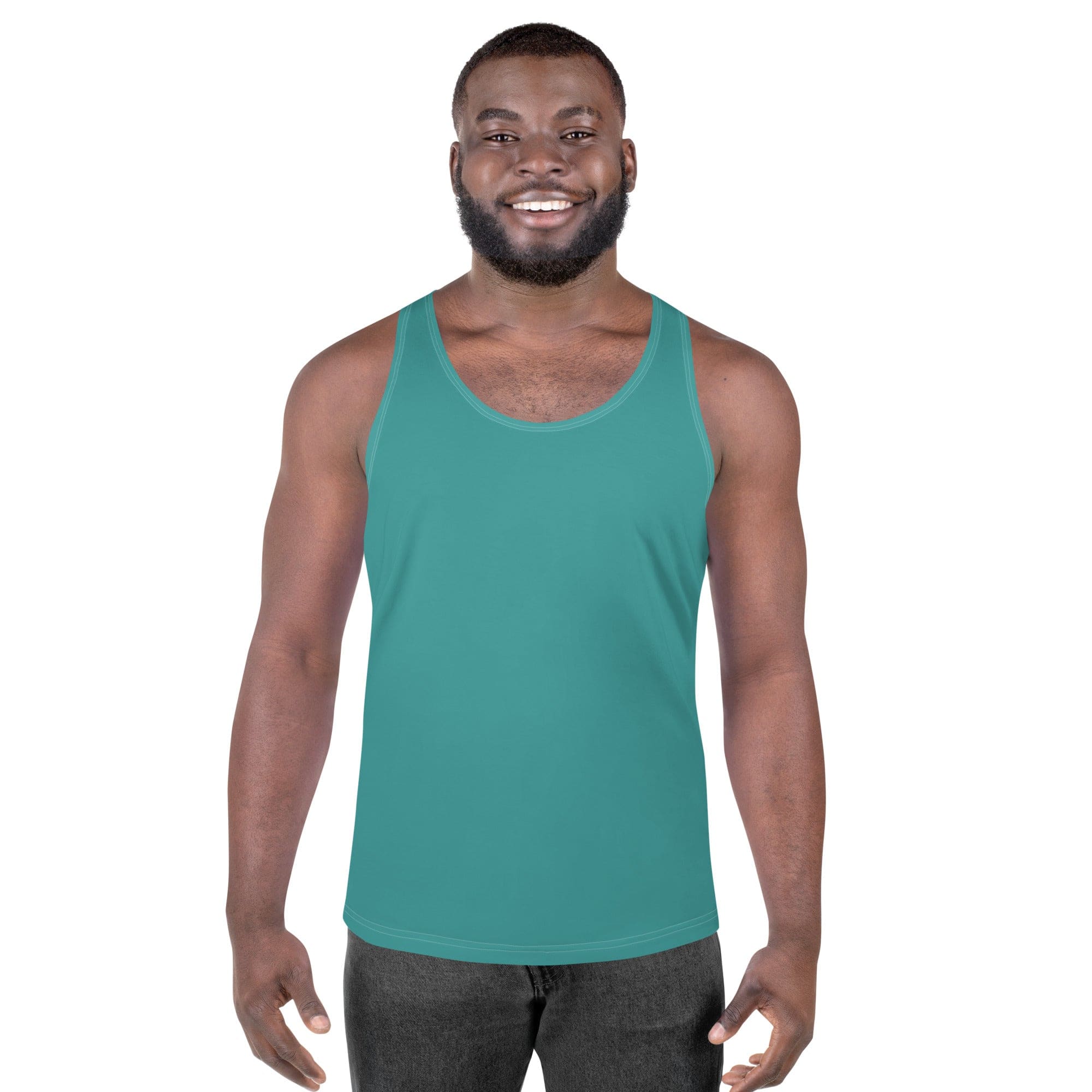 Mens Stretch Fit Tank Top - Teal Green-0