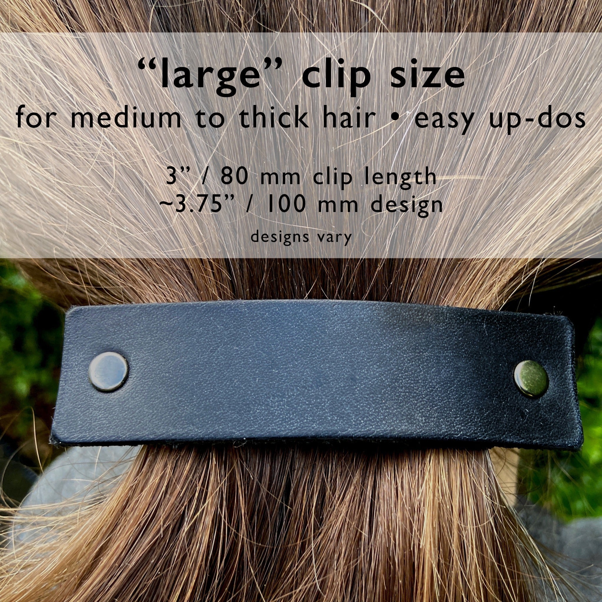 Rustic Dark Copper Ridges Leather Hair Barrette-3