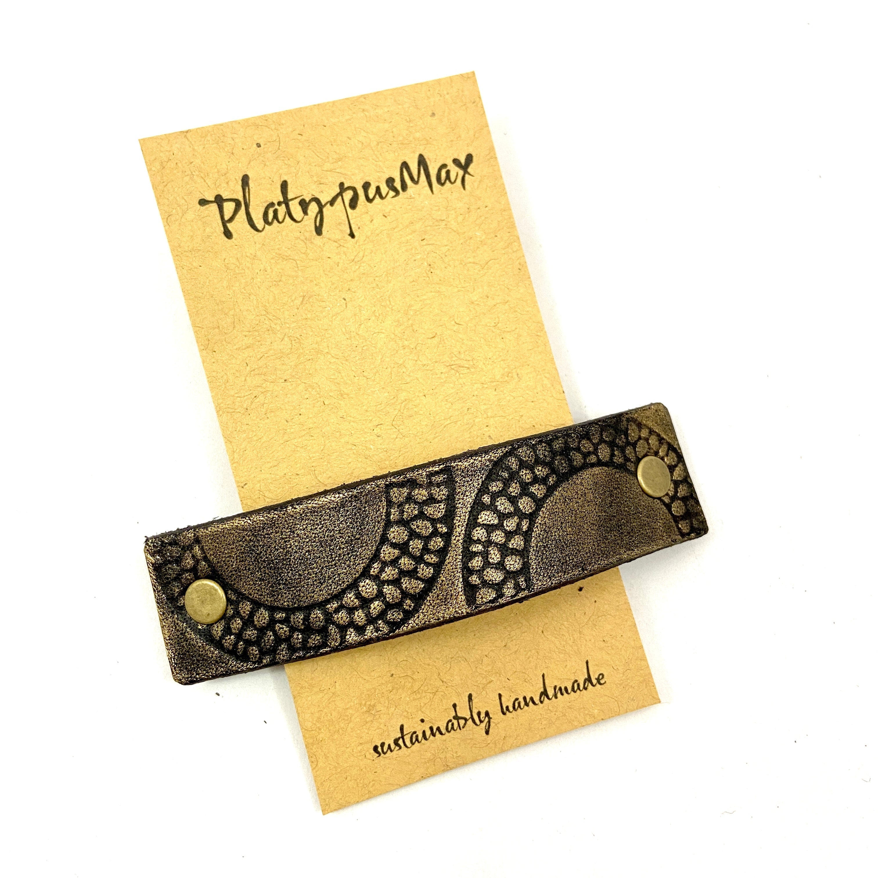 Rustic Gold / Antique Brass Geometric Half Circles Hair Barrette-0