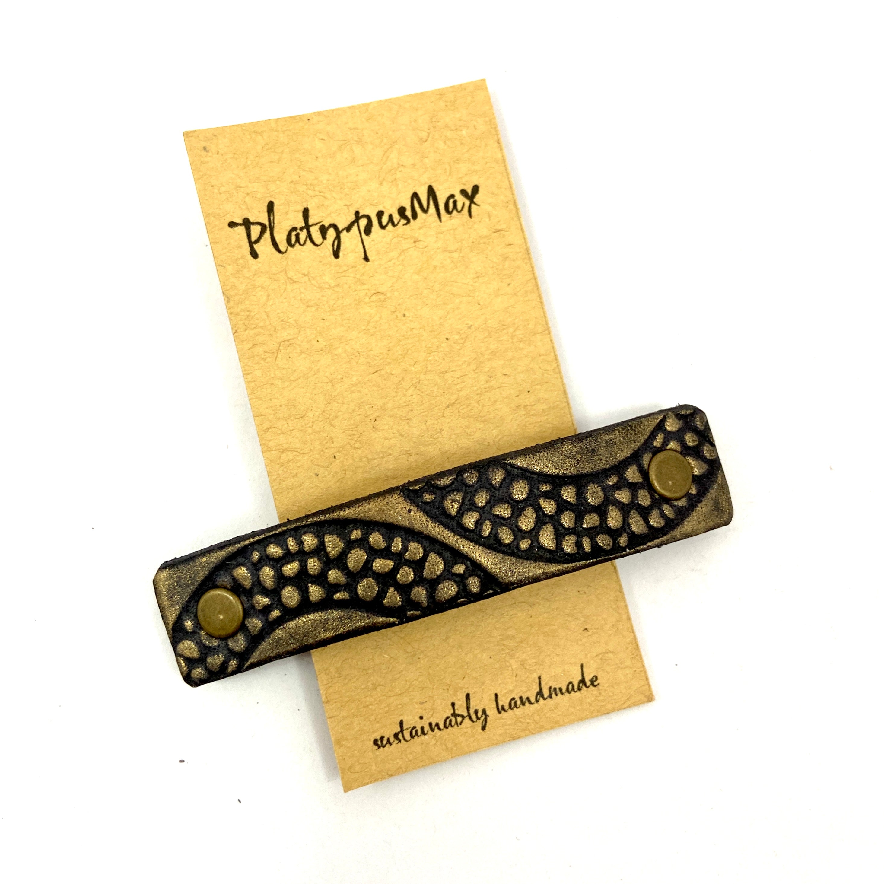 Rustic Gold / Antique Brass Geometric Half Circles Hair Barrette-2