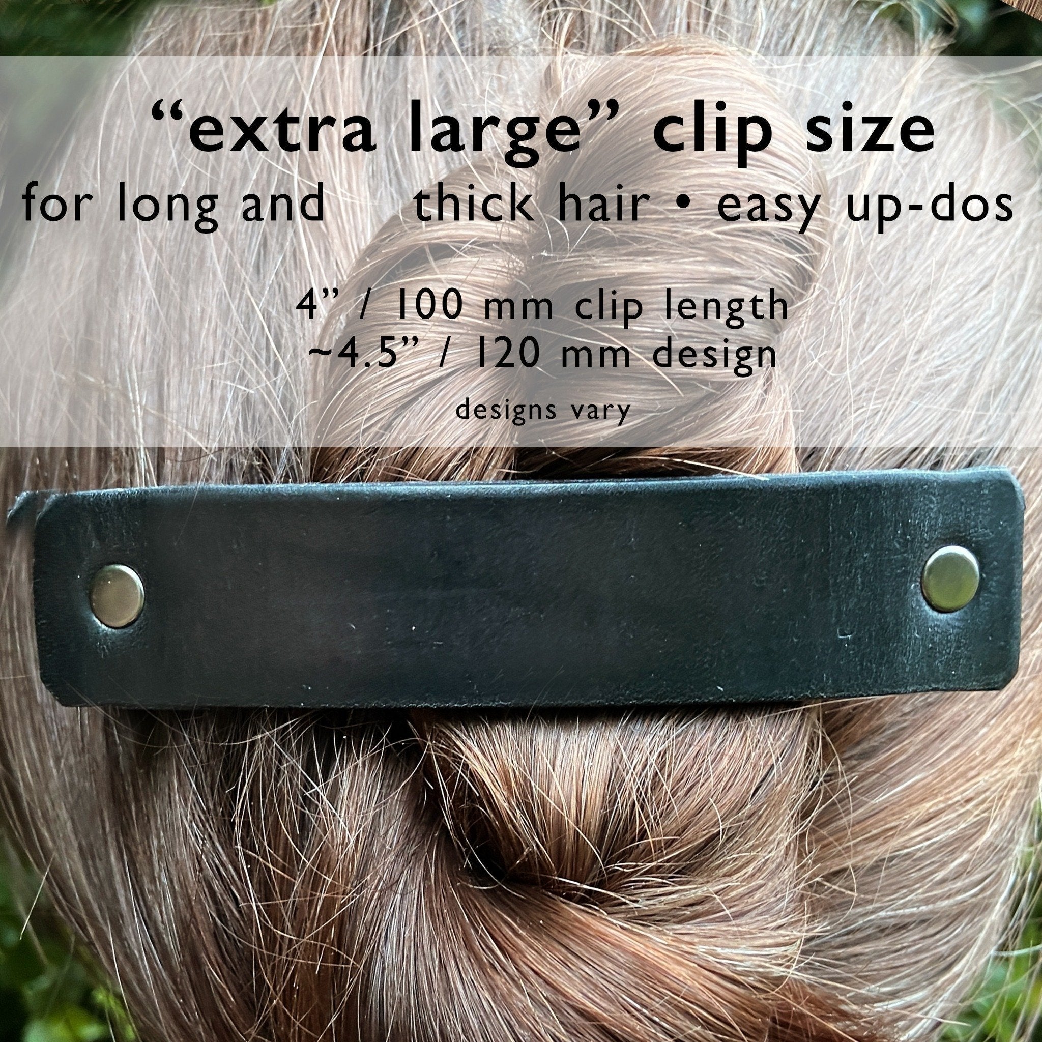 Silver Feather on Black Leather Barrette and Earring Gift Set-3