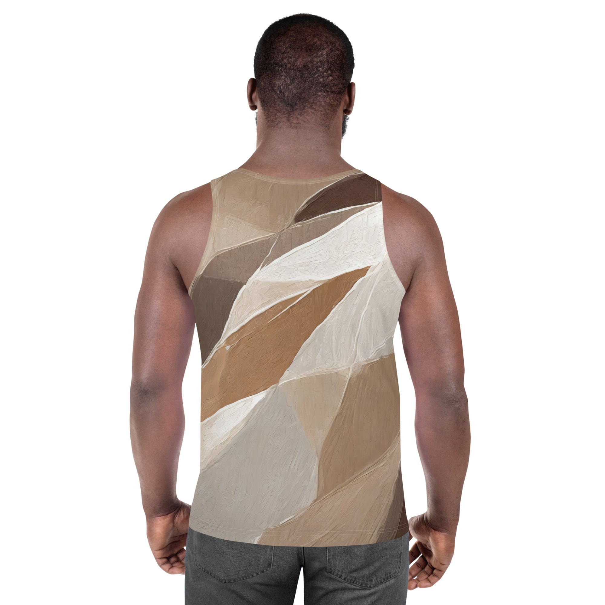 Mens Stretch Fit Tank Top - Rustic Brown Stone Print-3