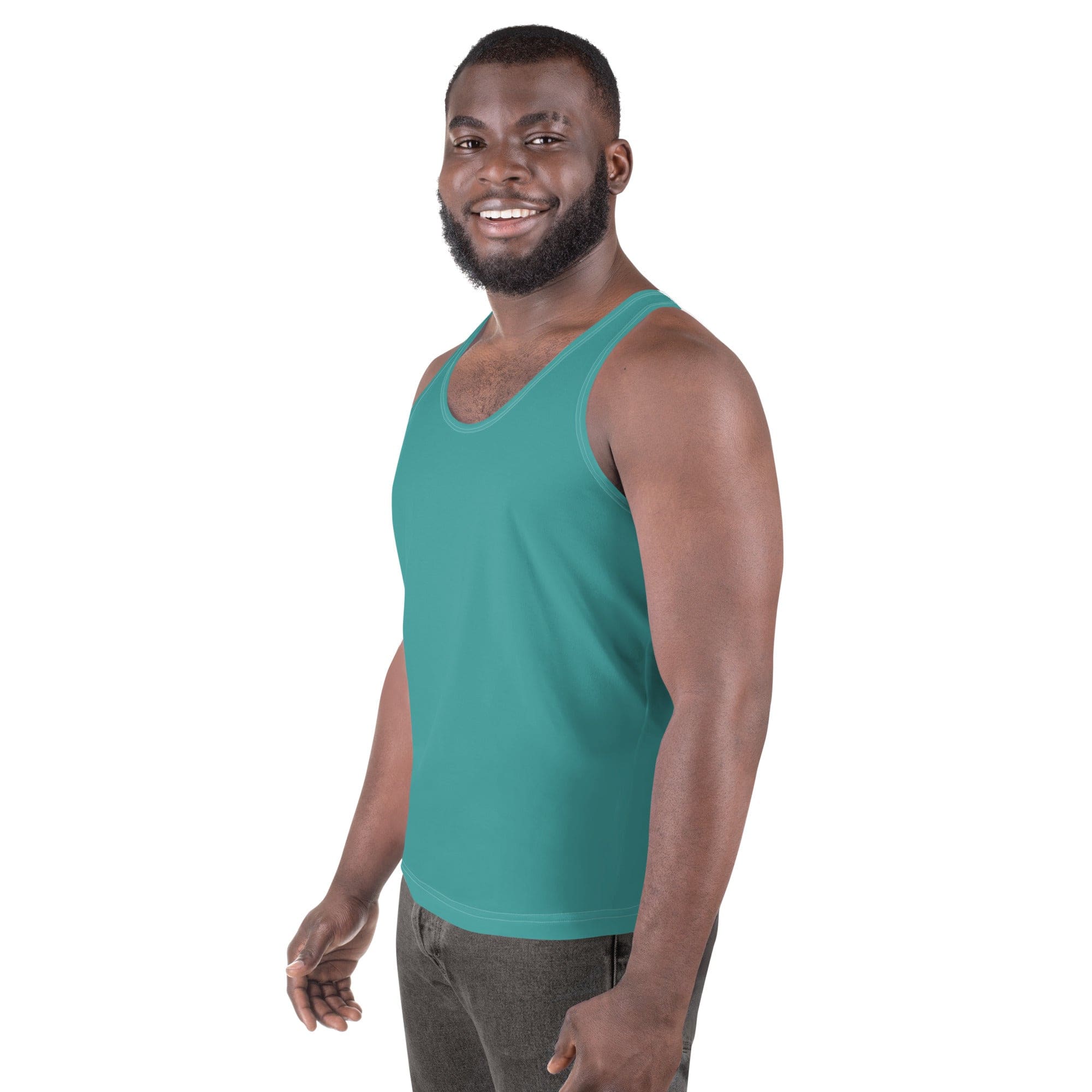Mens Stretch Fit Tank Top - Teal Green-1