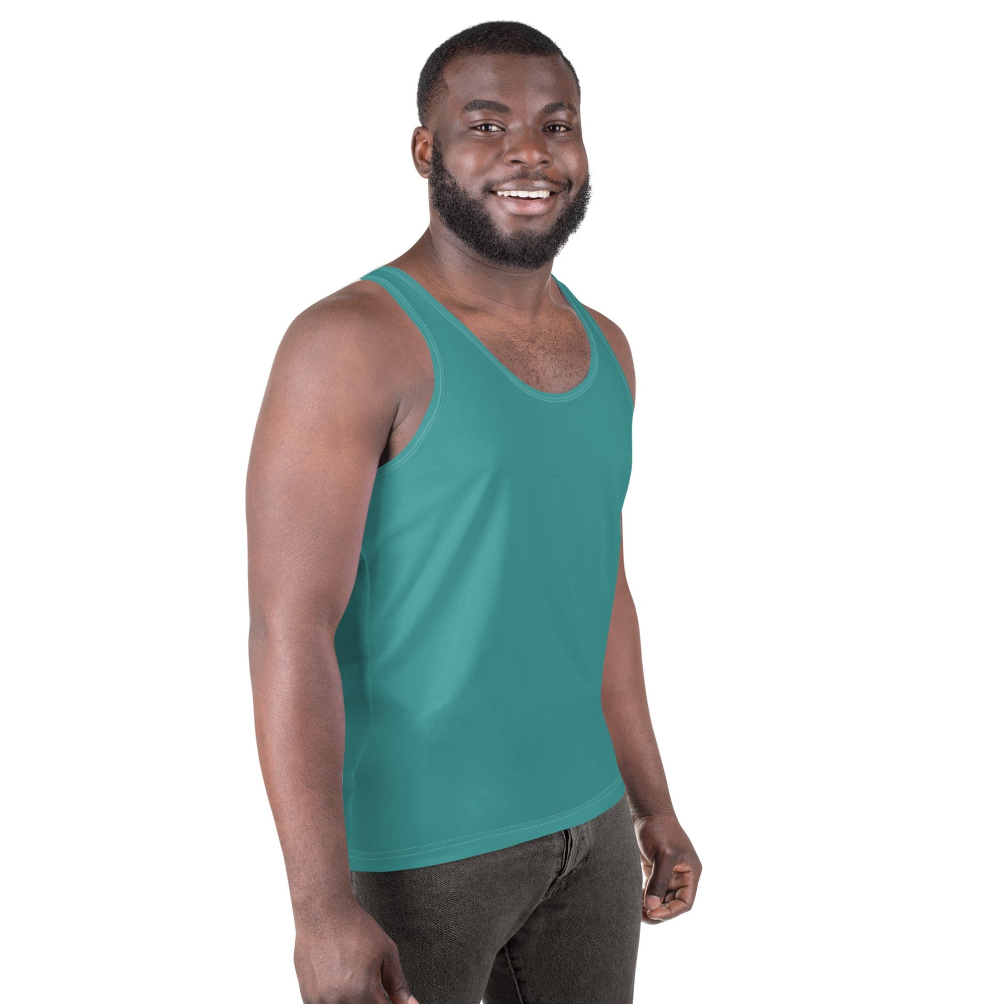 Mens Stretch Fit Tank Top - Teal Green-2