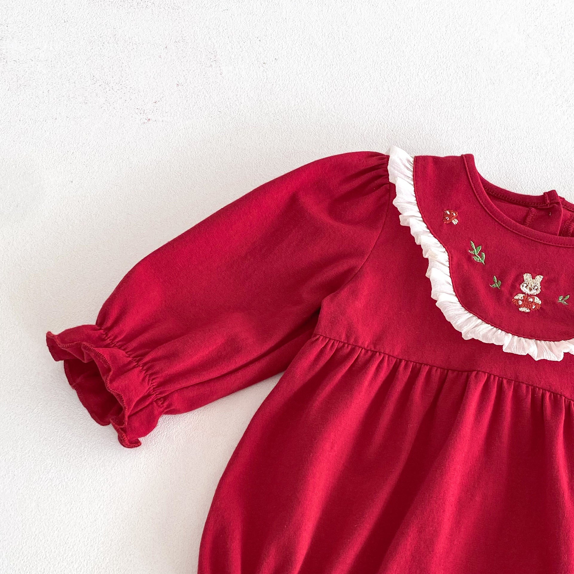 Spring Arrival Baby Girls Cute Rabbits and Flowers Pattern Long Sleeves Onesies-4